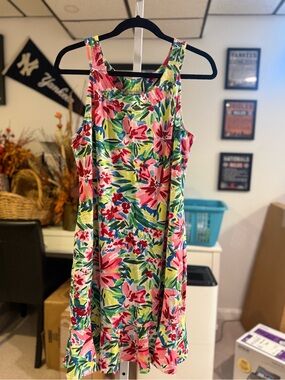 Tommy Bahama Vibrant Floral Sleeveless Mini Dress - Pink, Green & Yellow